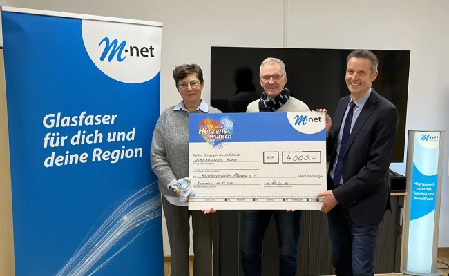 M-net spendet 16.000 Euro an vier soziale Einrichtungen in Bayern